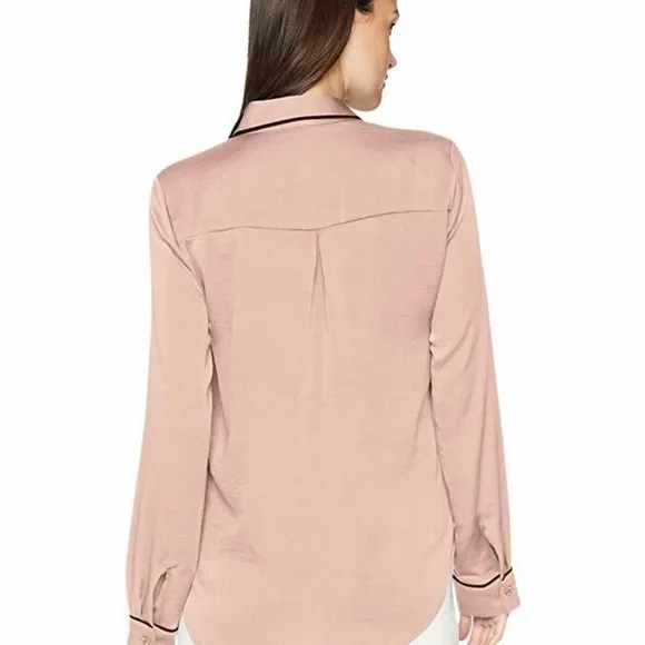 BCBGeneration rose smoke Blush Button-Down pajama top with Black Accents - Picture 2 of 12